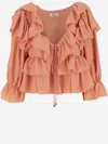 Chloé Top With Coral Colour Silk Bow