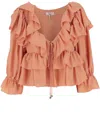 Chloé Top With Coral Colour Silk Bow In Orange
