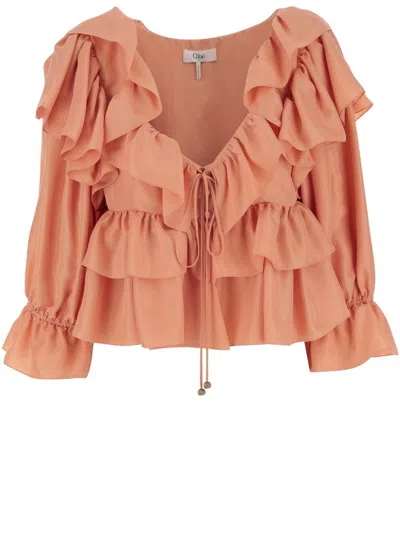 CHLOÉ CHLOÉ SILK RUFFLE TOP