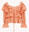 Chloé Top With Coral Colour Silk Bow In Pink