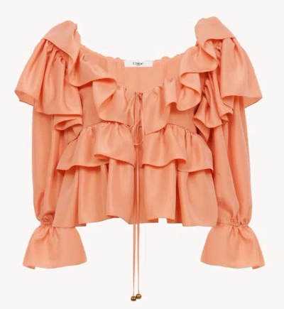 CHLOÉ SILK RUFFLE TOP