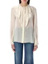 Chloé Lace-trimmed Ruffled Silk Blouse
