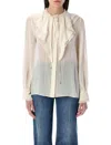 Chloé Lace-trimmed Ruffled Silk Blouse