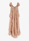 Chloé Silk Ruffled Dress In Pink