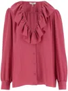Chloé Ruffled Silk Blouse In Red