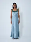 Chloé Women Silk Satin And Lace Maxi Dress In Blue