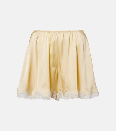 Chloé Silk Satin Shorts In Yellow