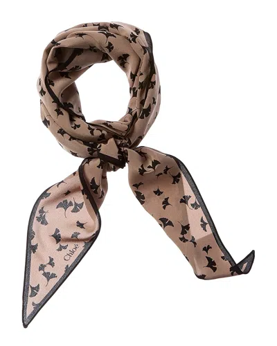 Chloé Silk Scarf In Brown