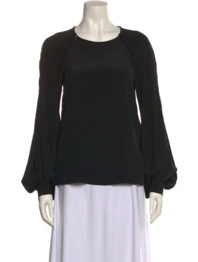 Pre-owned Chloé Silk Scoop Neck Blouse In Black