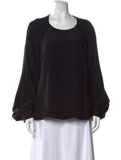 Pre-owned Chloé Silk Scoop Neck Blouse In Black