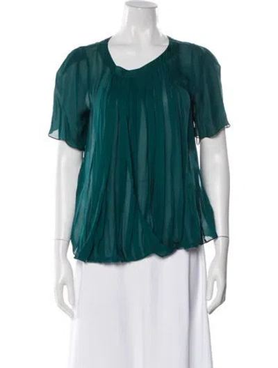 Pre-owned Chloé Silk Scoop Neck Blouse In Green