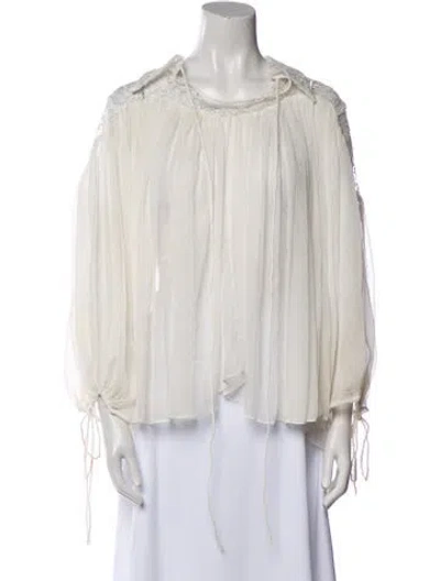 Pre-owned Chloé Silk Scoop Neck Blouse In Neutral