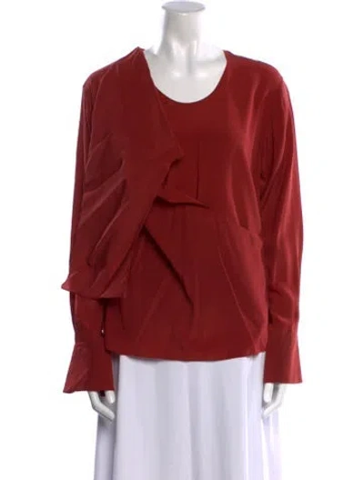 Pre-owned Chloé Silk Scoop Neck Blouse In Red