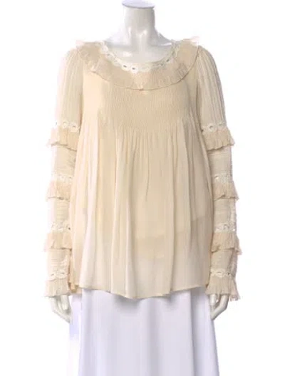 Pre-owned Chloé Silk Scoop Neck Blouse W/ Tags In Neutral