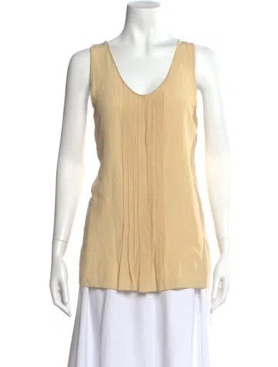 Pre-owned Chloé Silk Scoop Neck Top In Neutral