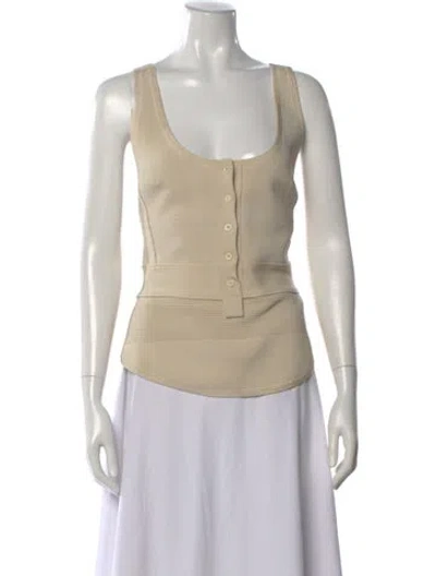 Pre-owned Chloé Silk Scoop Neck Top In Neutral