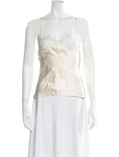 Pre-owned Chloé Silk Scoop Neck Top In Neutral