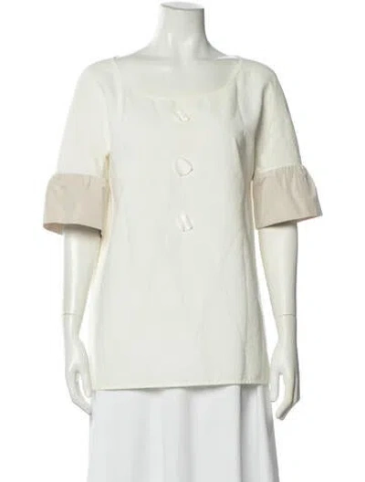 Pre-owned Chloé Silk Scoop Neck Top In White