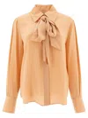 Chloé Striped Silk-satin Jacquard Blouse In Orange