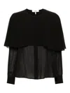 Chloé Blouse Cape En Georgette De Soie Femme Noir Taille 40 100% Soie, Pinctada Maxima, Farmed, Coo Austra In Negro