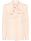 Chloé Scarf-neck Silk Georgette Blouse In Pink