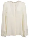 Chloé Silk Shirt With Delicate Lace Cuffs In Neutral