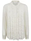 Chloé Silk Shirt With Delicate Lace Panel In Neutral