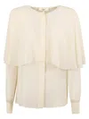 Chloé Silk Shirt With Flowing Cape Overlay In Neutral