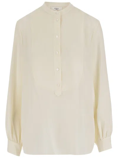 CHLOÉ CHLOÉ SILK SHIRT WITH MANDARIN COLLAR