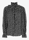 Chloé Women Black Blouse With High Neck And All-over Polka Dot Motif In Silk Woman In Black