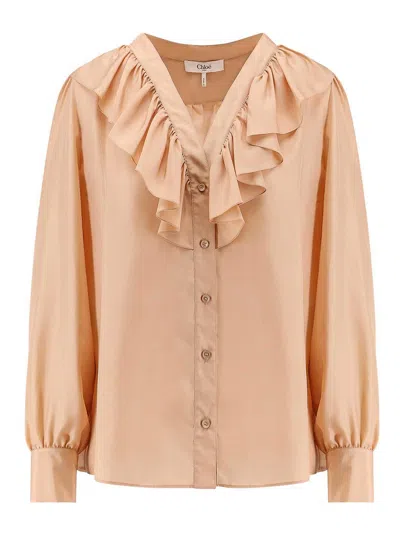 Chloé Silk Shirt With Rouches