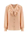 Chloé Silk Shirt With Rouches In Pink