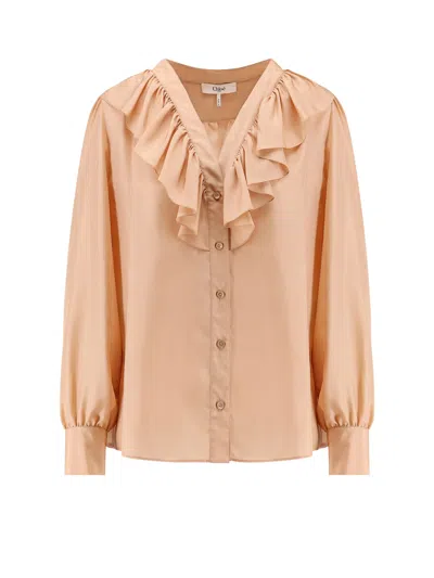 Chloé Silk Shirt With Rouches In Pink