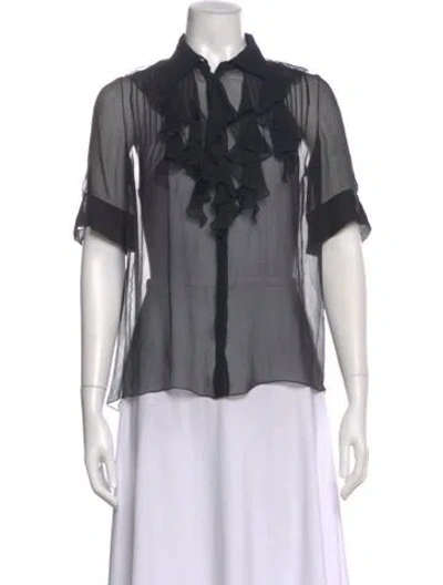 Pre-owned Chloé Silk Short Sleeve Blouse In Black