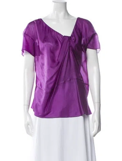 Pre-owned Chloé Silk Short Sleeve Blouse In Blue