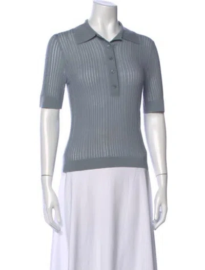 Pre-owned Chloé Silk Short Sleeve Polo In Blue