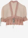 Chloé Lace-trimmed Silk Habotai Crop Top In Pink
