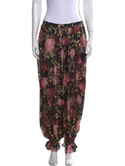 Pre-owned Chloé Silk Skinny Leg Pants In Multi