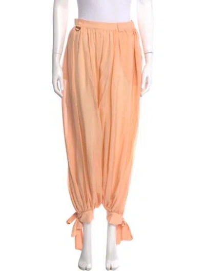 Pre-owned Chloé Silk Skinny Leg Pants In Orange