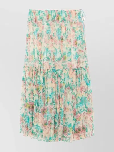 CHLOÉ SILK SKIRT WITH FLORAL PATTERN AND TIERED LAYERS