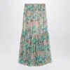 Chloé Pleated Tiered Floral-print Silk-chiffon Maxi Skirt
