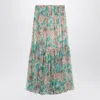 Chloé Pleated Tiered Floral-print Silk-chiffon Maxi Skirt