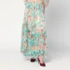 Chloé Pleated Tiered Floral-print Silk-chiffon Maxi Skirt In Beige