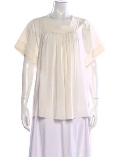 Pre-owned Chloé Silk Square Neckline Blouse In Neutral