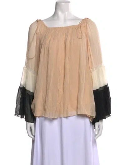Pre-owned Chloé Silk Square Neckline Blouse W/ Tags In Neutral