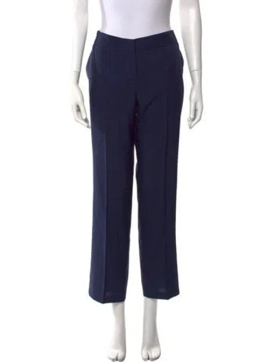 Pre-owned Chloé Silk Straight Leg Pants In Blue