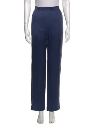 Pre-owned Chloé Silk Straight Leg Pants In Blue