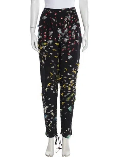 Pre-owned Chloé Silk Straight Leg Pants In Blue