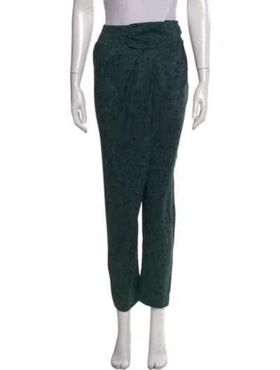 Pre-owned Chloé Silk Straight Leg Pants In Green