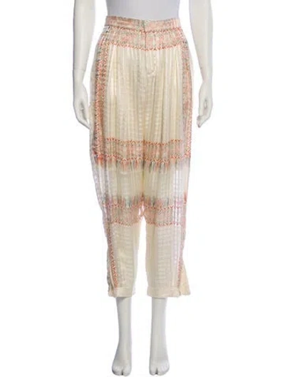 Pre-owned Chloé Silk Straight Leg Pants In Neutral